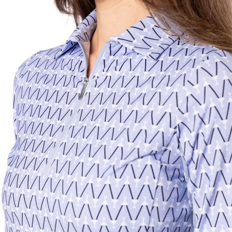 Golftini Cool Girl L/S Polo - Blue/White