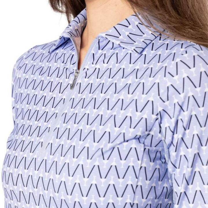 Golftini Cool Girl L/S Polo - Blue/White