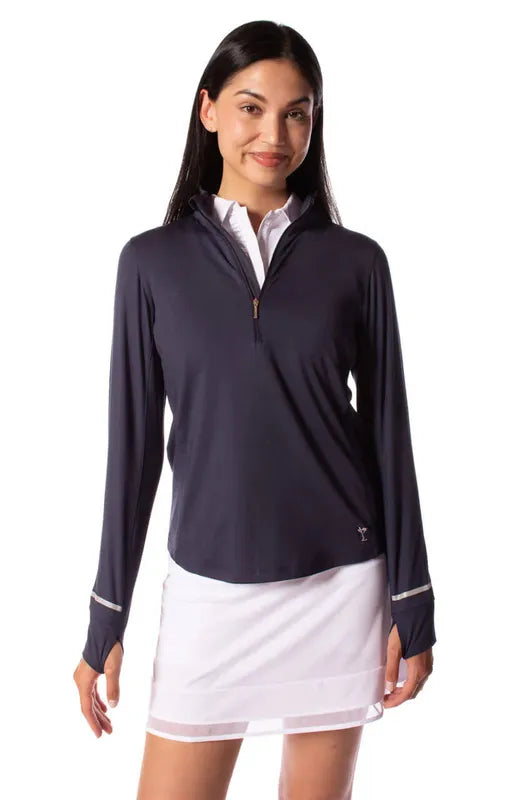 Golftini Fabulous L/S Mock Polo - Navy