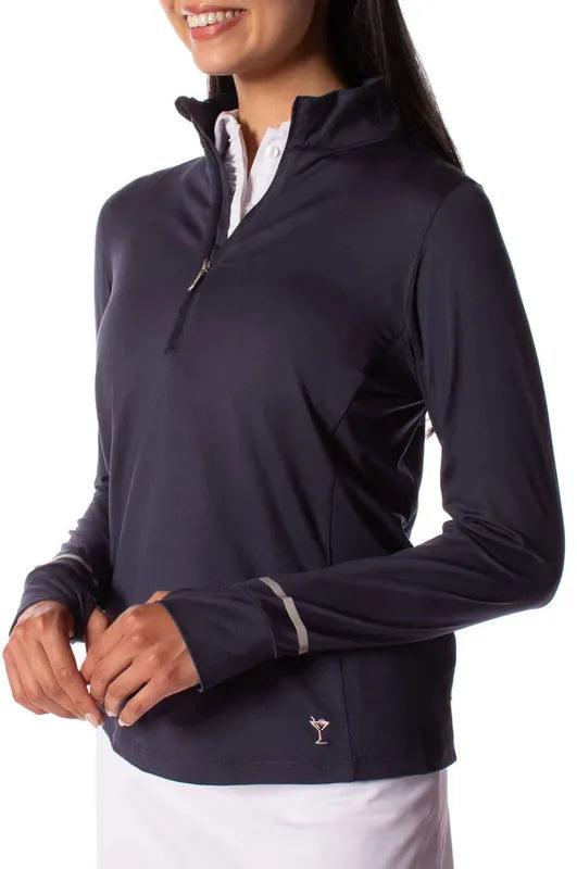 Golftini Fabulous L/S Mock Polo - Navy