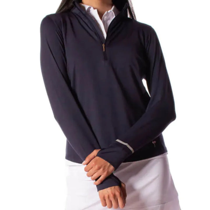 Golftini Fabulous L/S Mock Polo - Navy