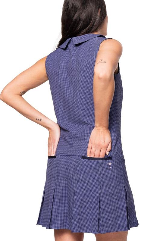 Golftini Timeless Pleated Dress - Navy Plaid