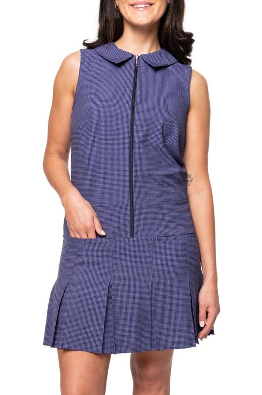Golftini Timeless Pleated Dress - Navy Plaid