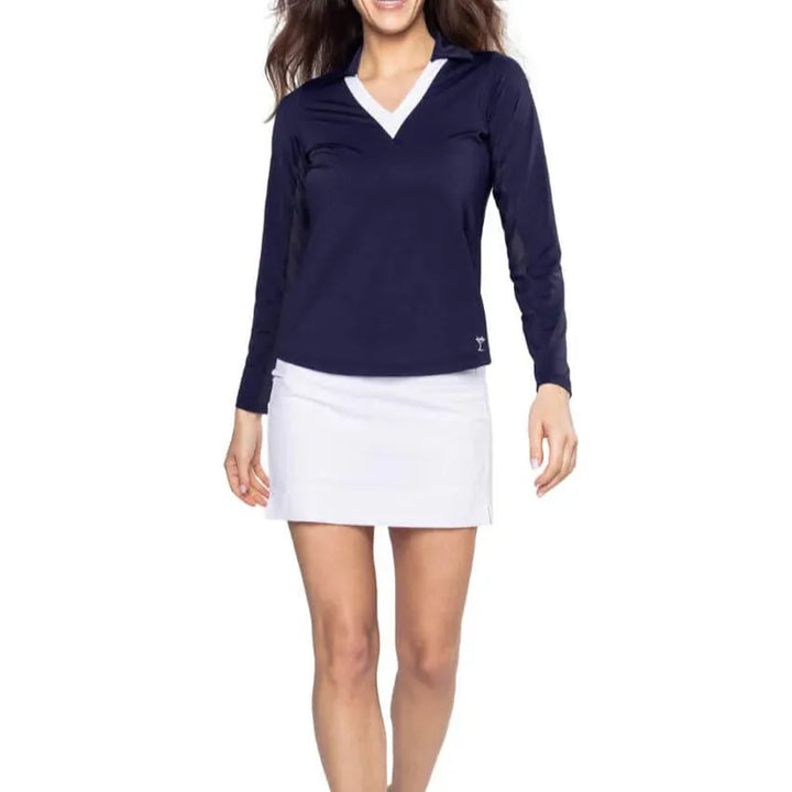 Golftini Say Yes L/S Polo - Navy/White