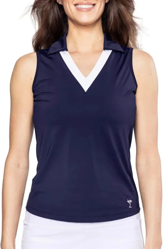 Golftini Say Yes S/L Polo - Navy/White