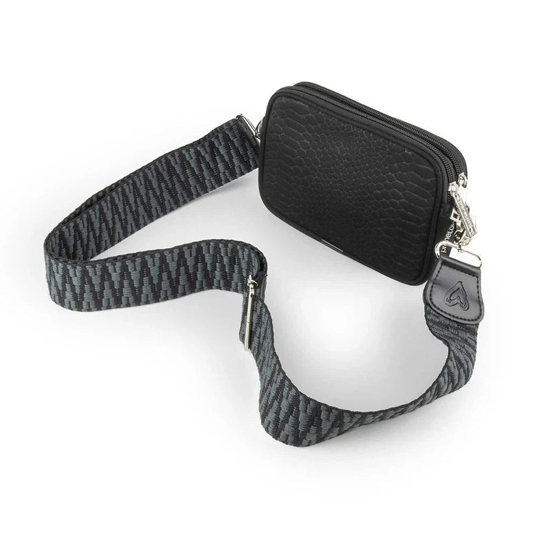 preneLOVE Dual Zip Belt/Crossbody Bag - Black Snake