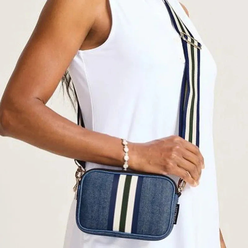 preneLOVE Dual Zip Belt/Crossbody Bag - Denim