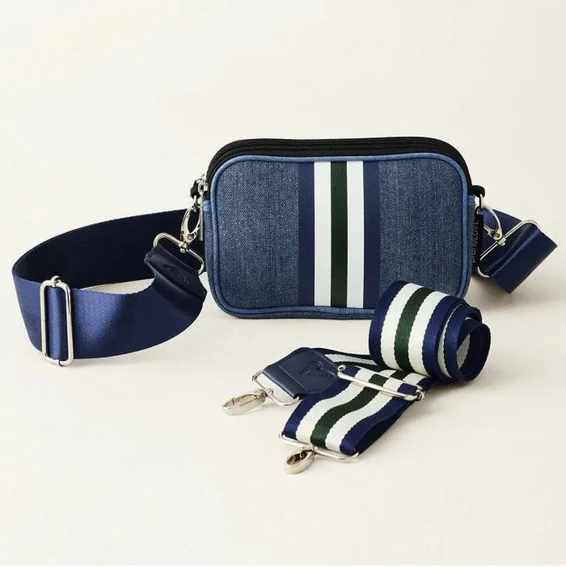 preneLOVE Dual Zip Belt/Crossbody Bag - Denim