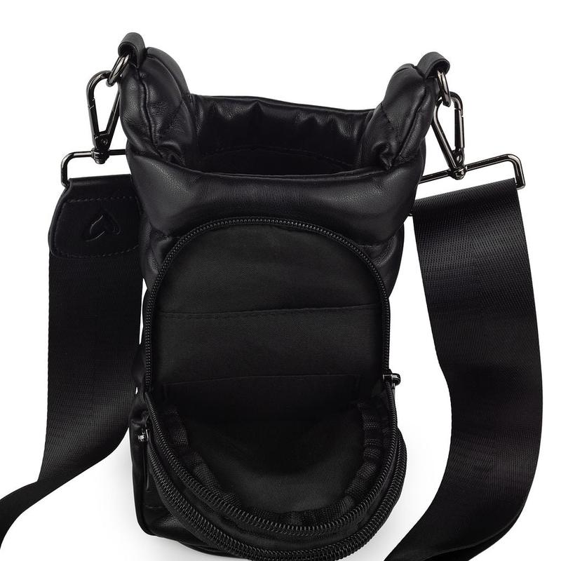 preneLOVE Hipster Waterbottle Bag - Black Vegan Leather