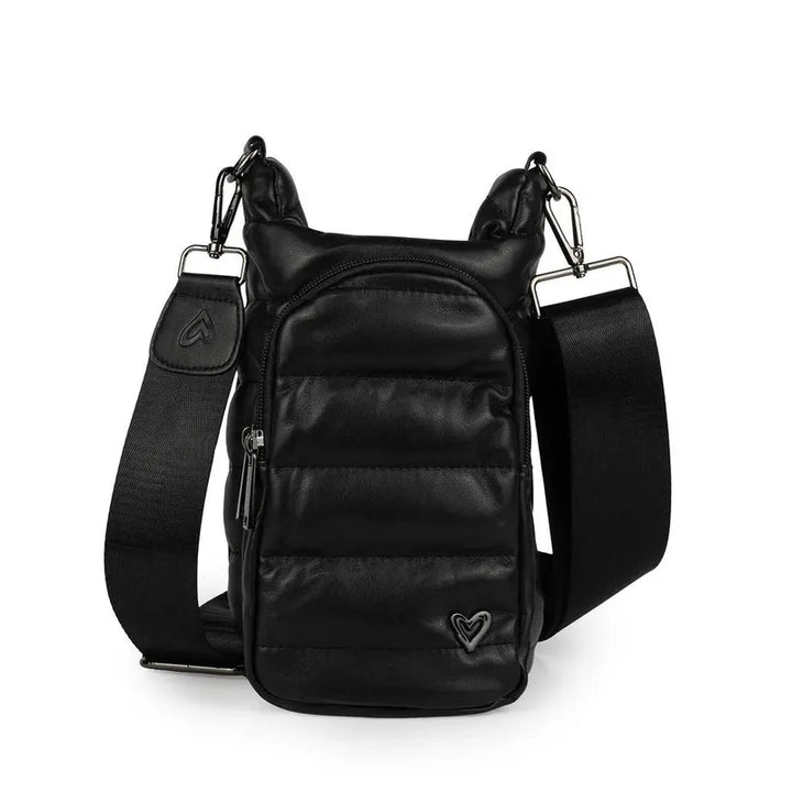 preneLOVE Hipster Waterbottle Bag - Black Vegan Leather