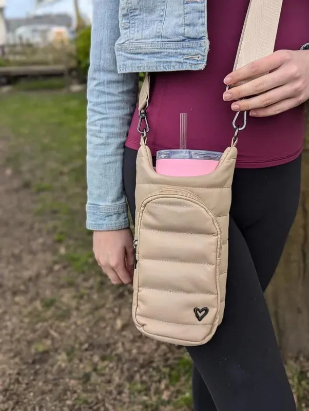 preneLOVE Hipster Waterbottle Bag - Camel Vegan Leather