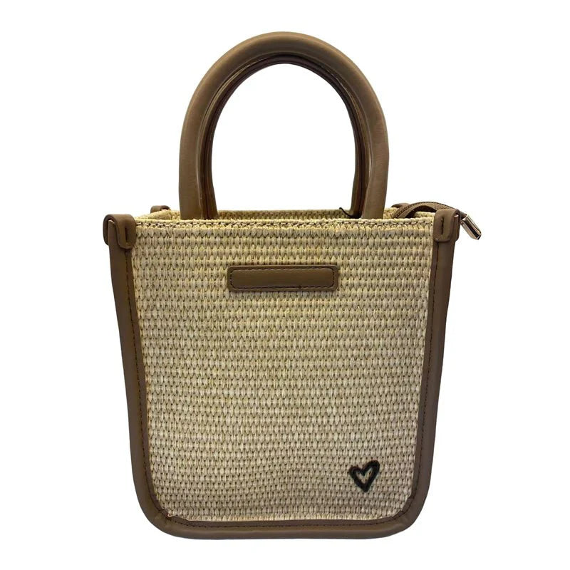 preneLOVE Kelso Raffia Crossbody - Biscuit