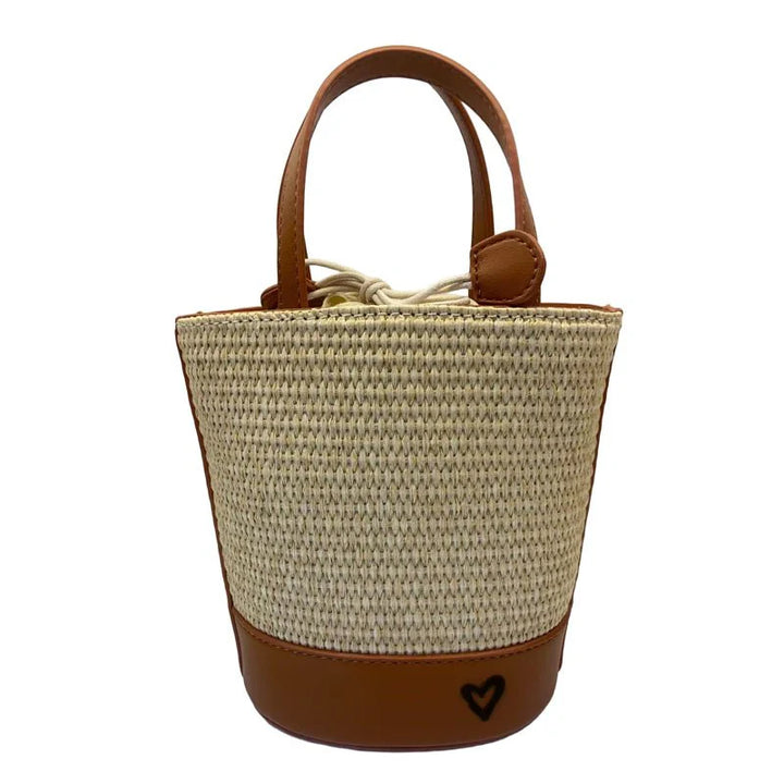 preneLOVE Lytton Raffia Bucket - Cognac
