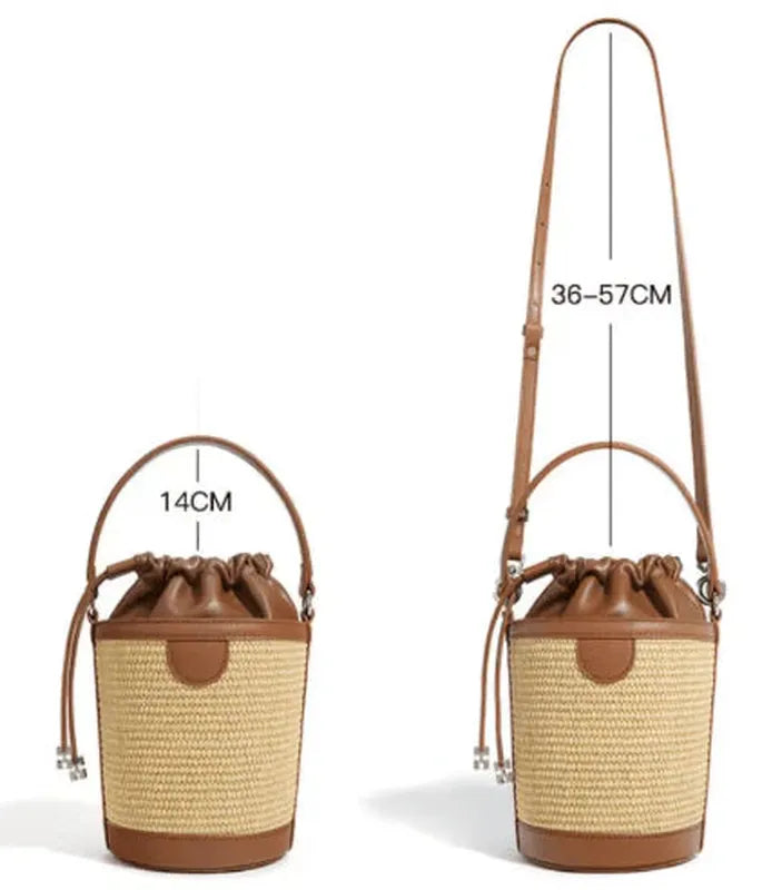 preneLOVE Lytton Raffia Bucket - Cognac