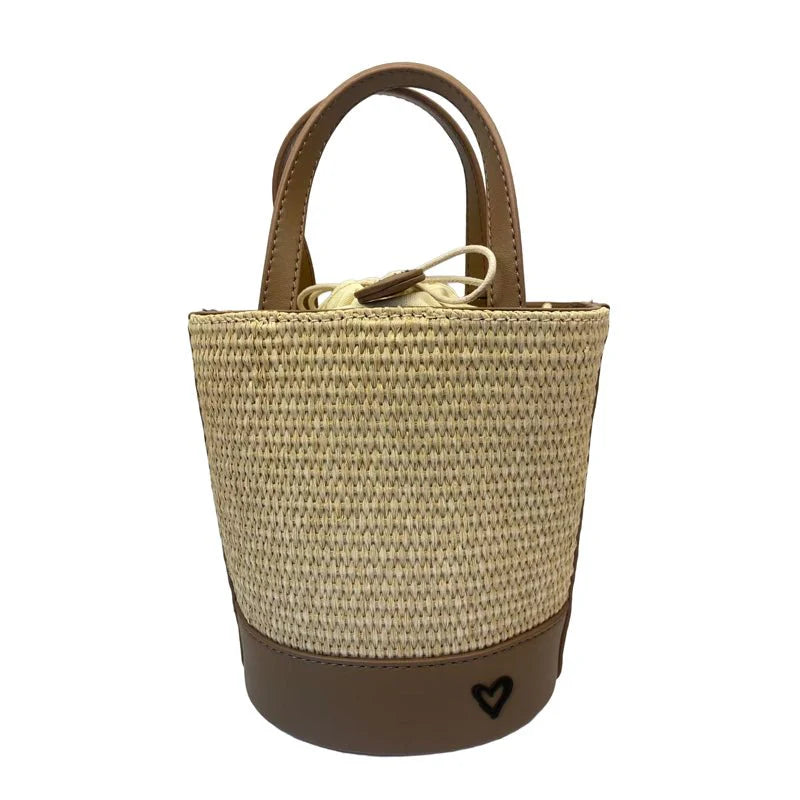 preneLOVE Lytton Raffia Bucket - Biscuit