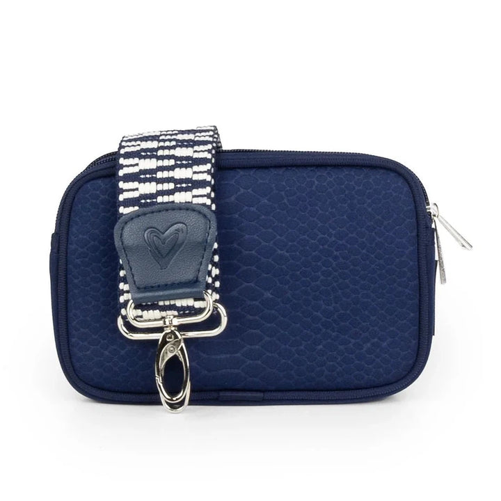 preneLOVE Dual Zip Belt/Crossbody Bag - Navy Snake