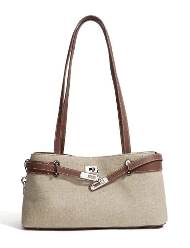 preneLOVE Rundle Linen & Leather Bag - Cognac