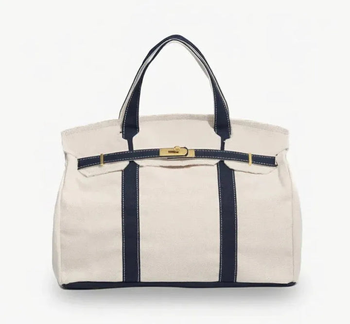 preneLOVE Wingold Canvas Tote - Natural/Navy