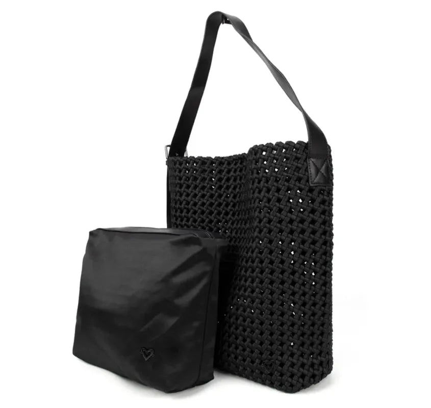 preneLOVE Osler Nylon Hobo Tote - Black