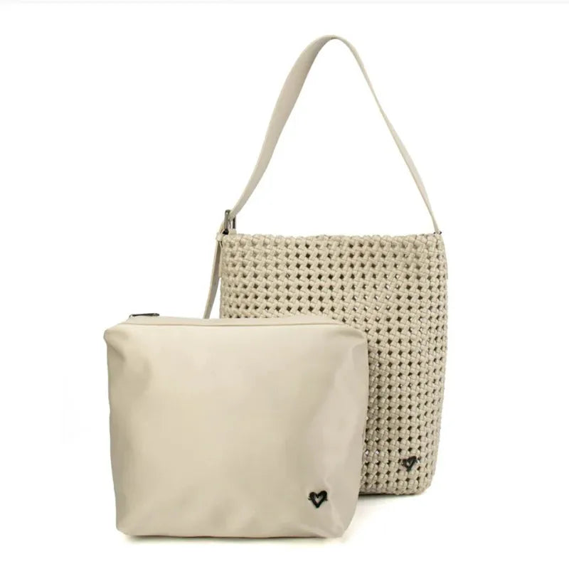 preneLOVE Osler Nylon Hobo Tote - Bone