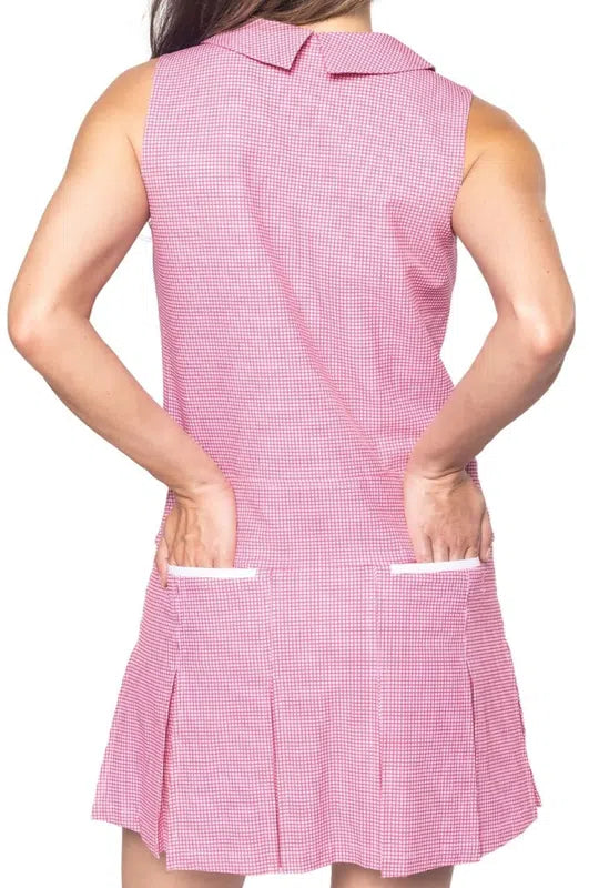 Golftini Timeless Pleated Dress - Pink Plaid