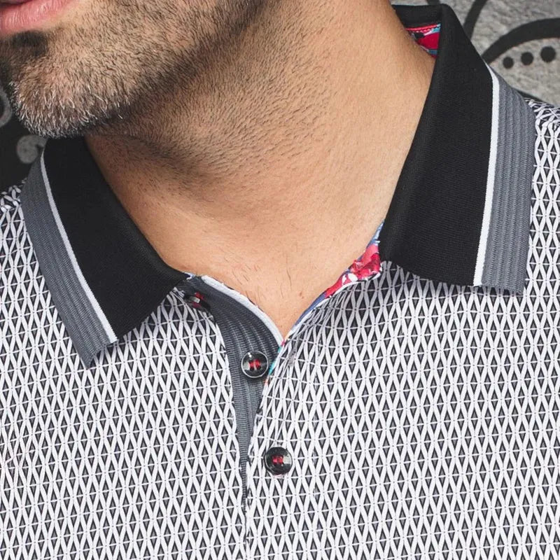 Au Noir Men's Benz Polo - White/Black
