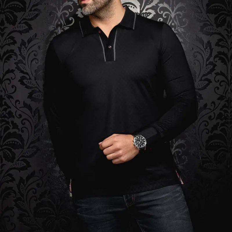 Au Noir Men's Kant L/S Polo - Black