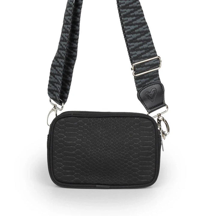 preneLOVE Dual Zip Belt/Crossbody Bag - Black Snake