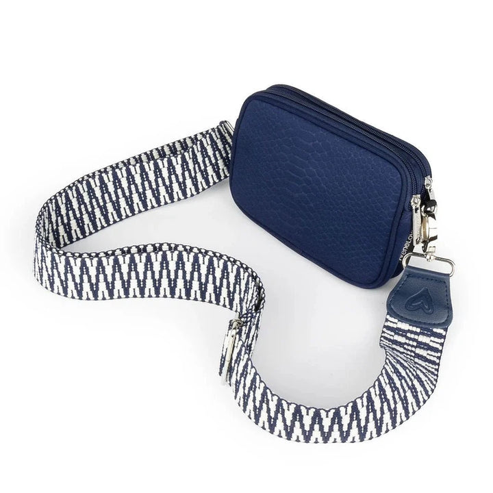 preneLOVE Dual Zip Belt/Crossbody Bag - Navy Snake