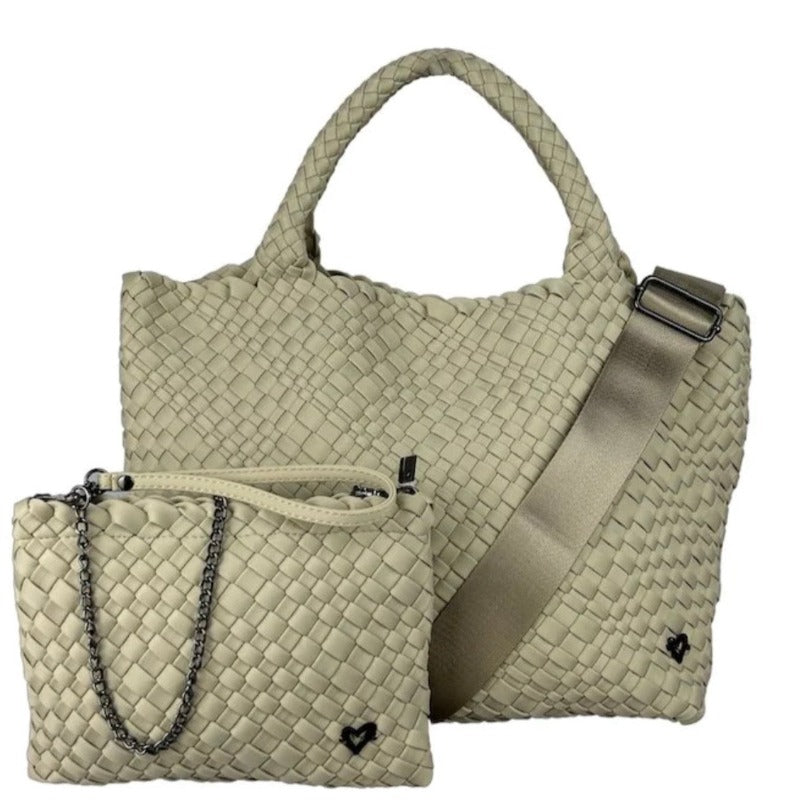 preneLOVE London Large Woven Tote - Khaki