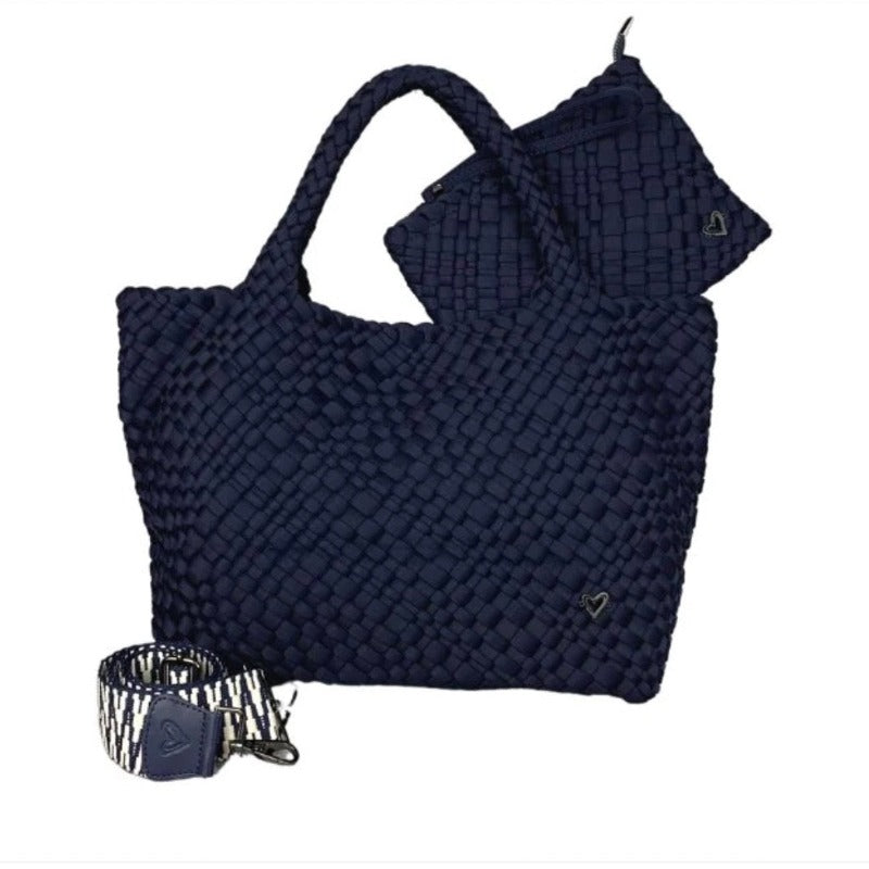 preneLOVE London Large Woven Tote - Navy