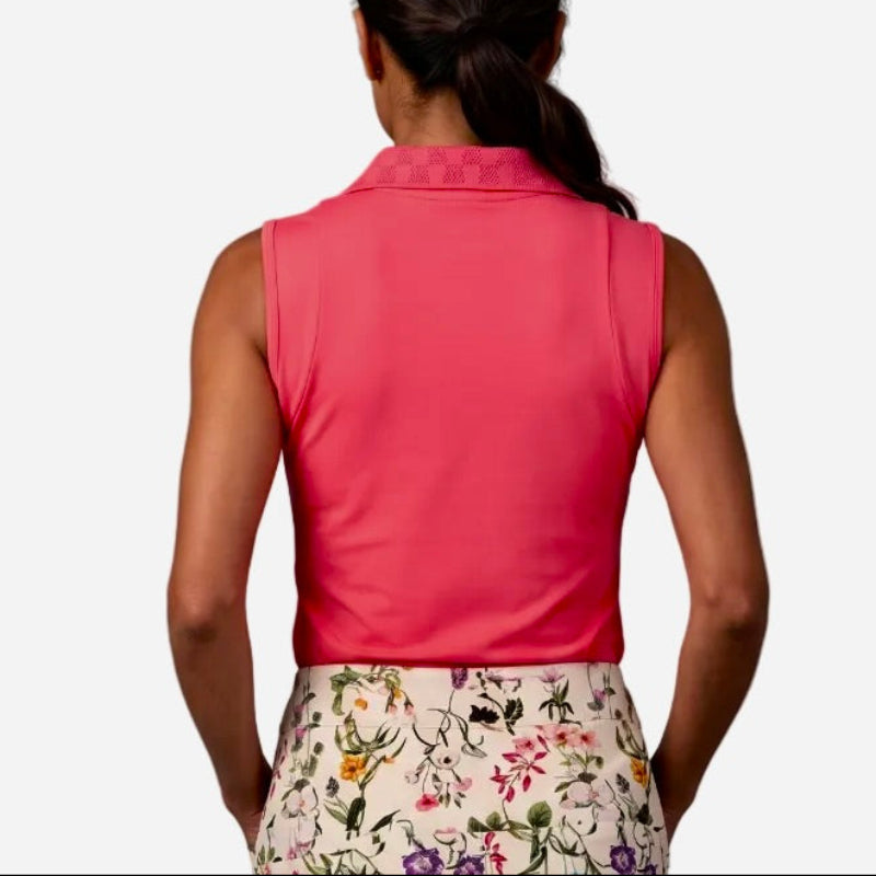 Foray Golf Zip S/L Polo - Coral