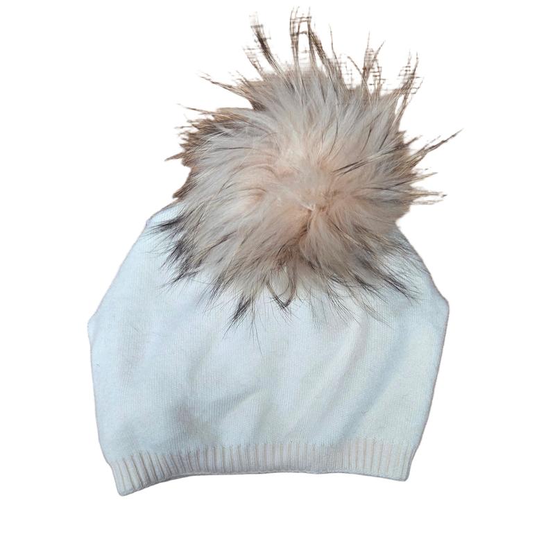 PNYC Evelyn Beanie (Real Fur) - Cream