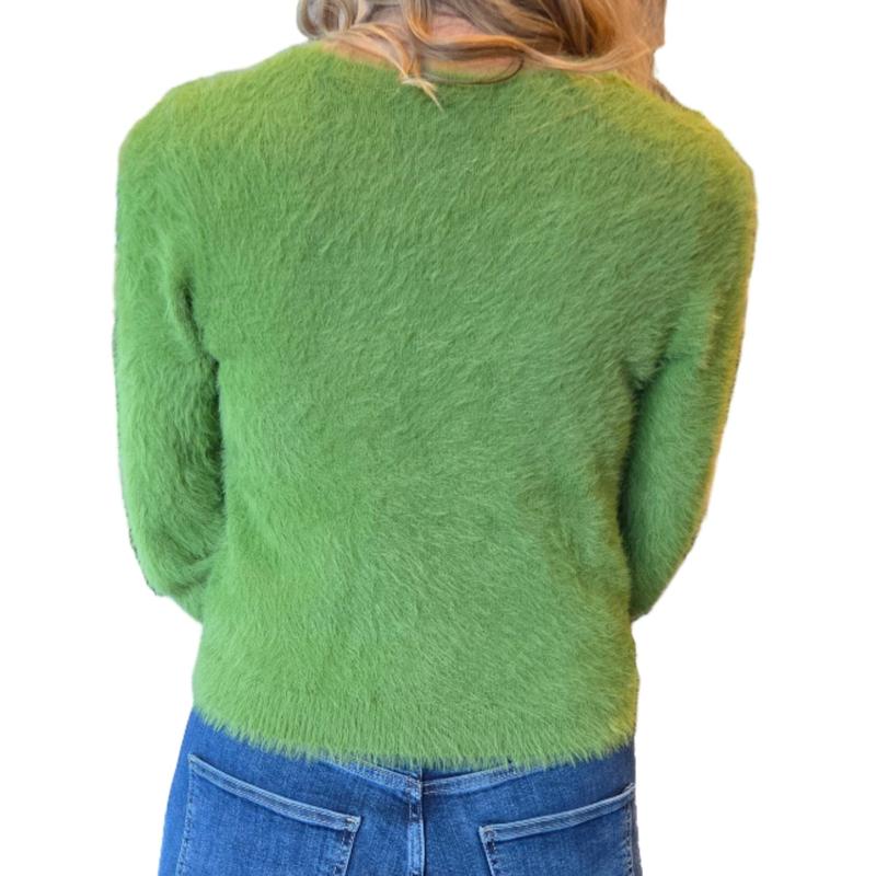 Monari Fur Zip Sweater - Green