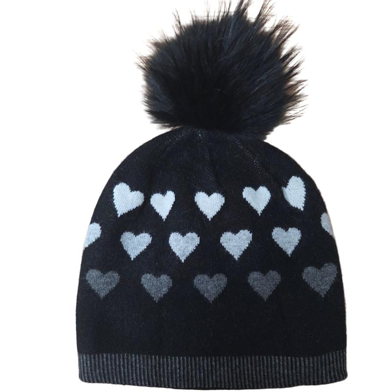 PNYC Lauren Heart Toque (Real Fur) - Black/White