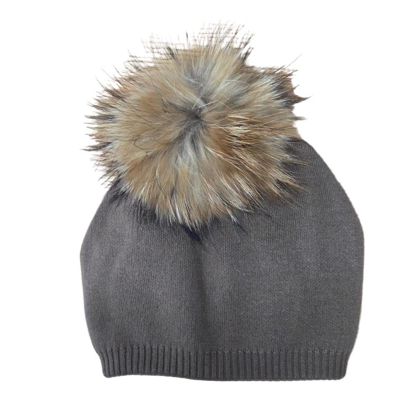 PNYC Evelyn Beanie (Real Fur) - Camel