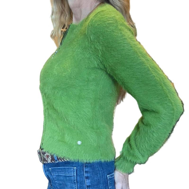 Monari Fur Zip Sweater - Green
