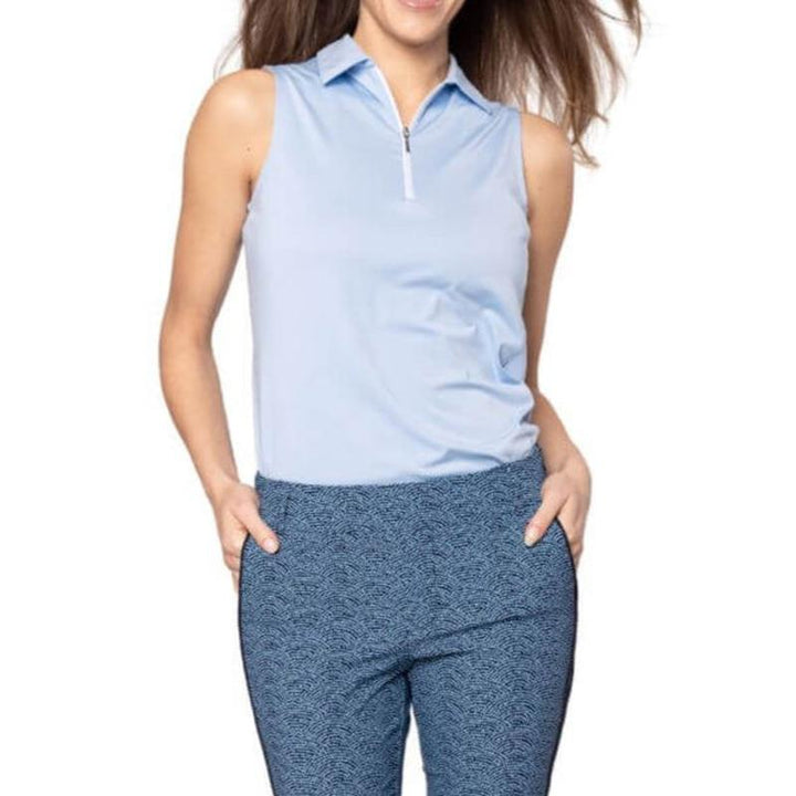 Golftini S/L Zip Tech Polo - Seersucker Blue