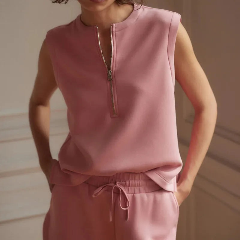Varley Simmons Zip Tank - Brandy Rose