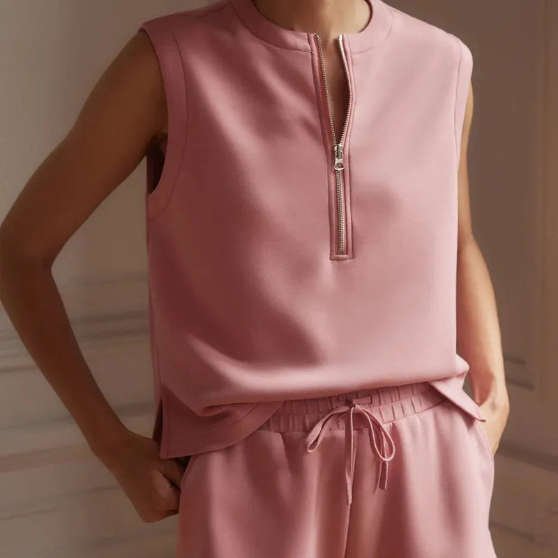 Varley Simmons Zip Tank - Brandy Rose