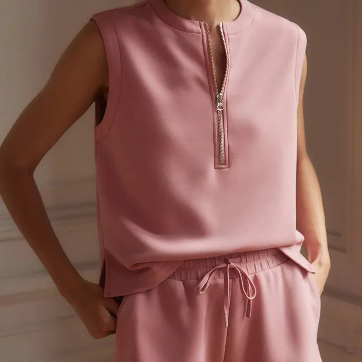 Varley Simmons Zip Tank - Brandy Rose