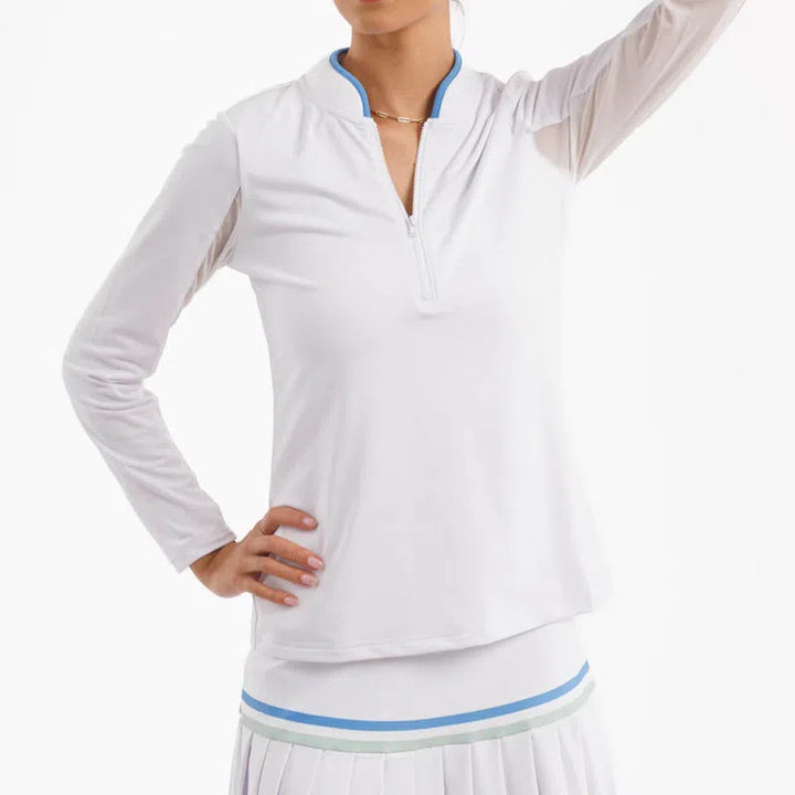 Smith & Quinn Carey Zip Pullover - White/Hydrangea