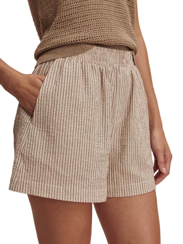 Varley Darina Shorts (4") - Birch Taupe Stripe