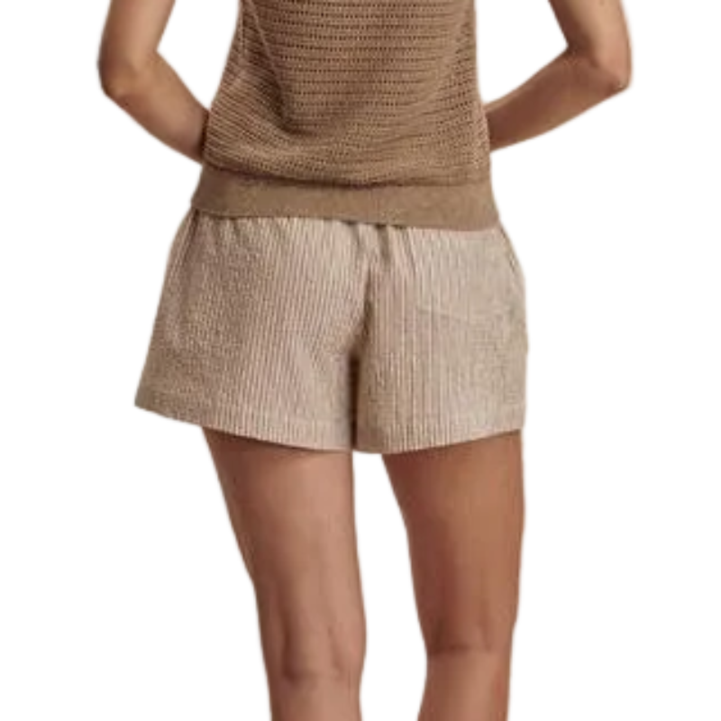 Varley Darina Shorts (4") - Birch Taupe Stripe