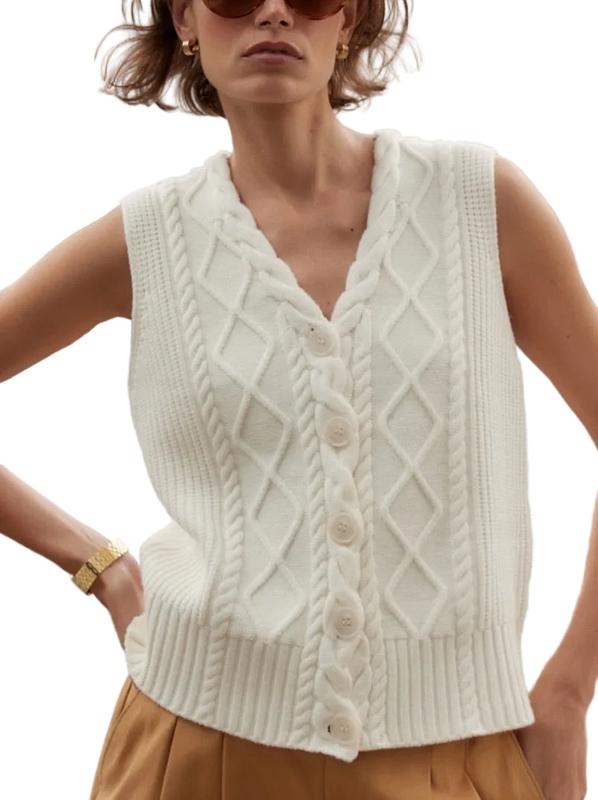 Varley Tatyana Cable Knit Vest - Cream