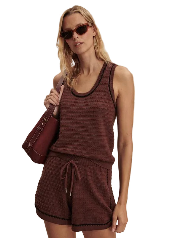Varley Morden Pointelle Knit Shorts - Ironwood