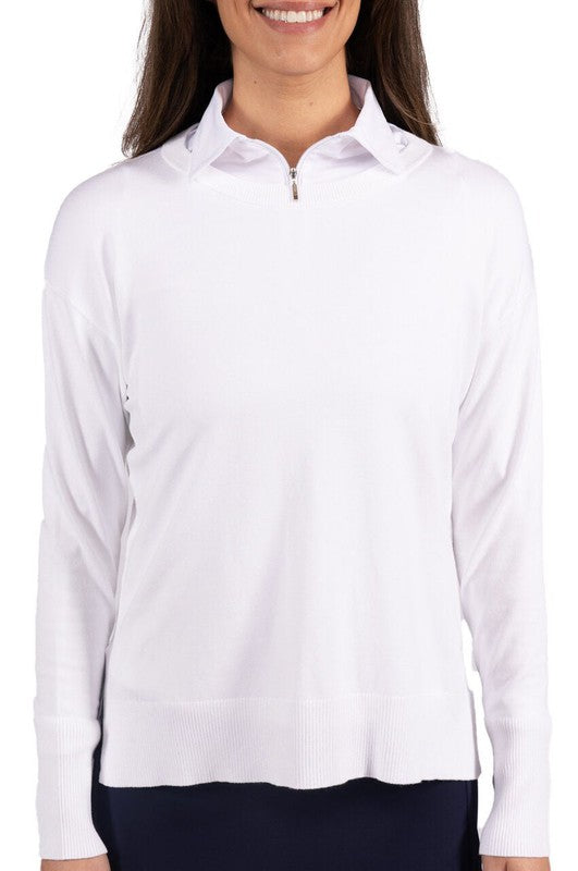 Golftini Relaxed Fit Crewneck Sweater - White