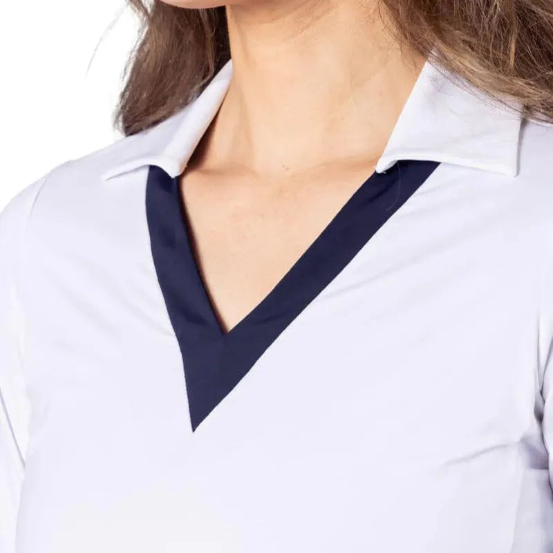 Golftini Say Yes L/S Polo - White/Navy