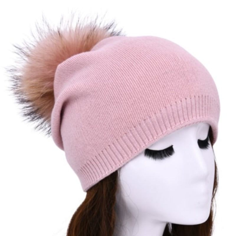 PNYC Evelyn Beanie - Pink (Faux fur)