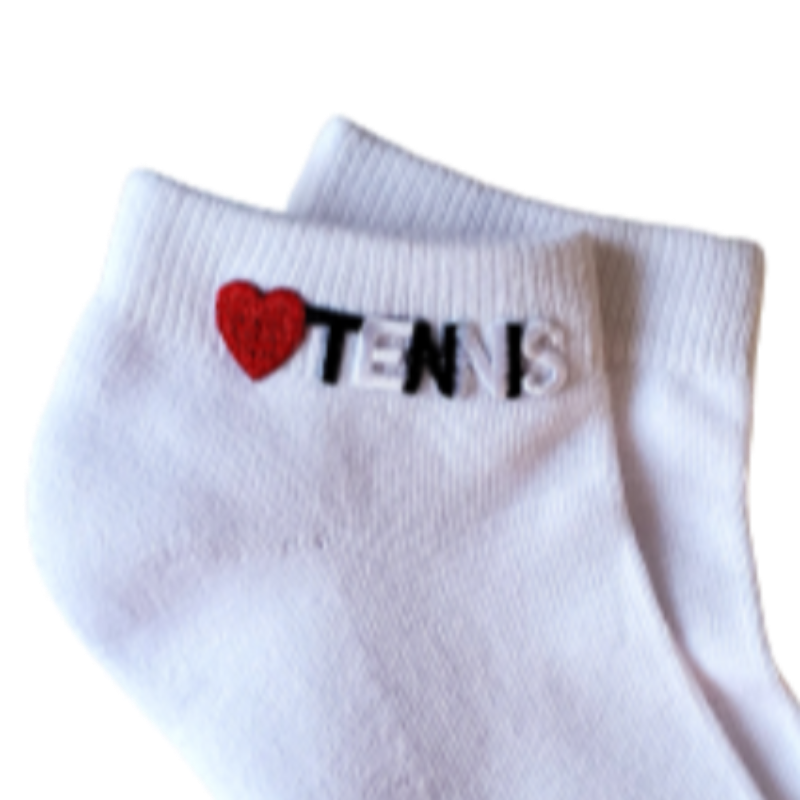 On the Tee Socks - Heart Tennis - Blk/Wht